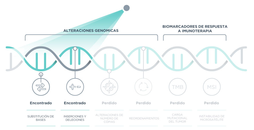 Las pruebas de zonas activas multigénicas corren el riesgo de perder alteraciones genómicas, mientras que los perfiles genómicos integrales analizan ampliamente el genoma para identificar todas las alteraciones relevantes